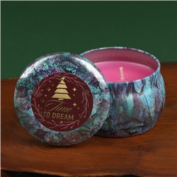 Новогодняя свеча в железной банке «Time to dream», без аромата, 7 х 7 х 5,5 см.