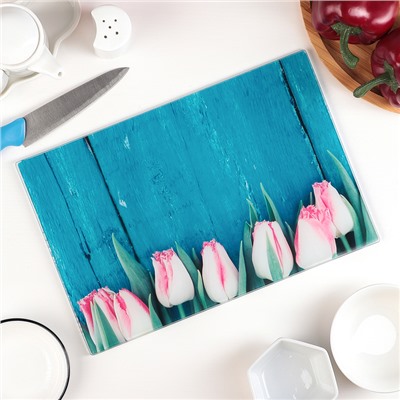 Доска разделочная Доляна «Розовые тюльпаны», 30×20 см