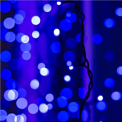 Гирлянда «Занавес» 2 × 1.5 м, IP44, УМС, тёмная нить, 360 LED, свечение синее, 220 В