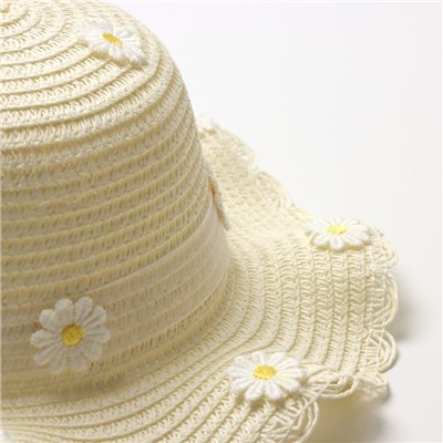 Шляпа для девочки "Цветочек" MINAKU, р-р 52, цв.молочный