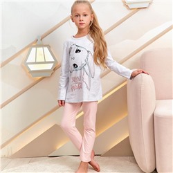 Пижама д/дев детская (туника, лосины) Juno AW21GJ551 Sleepwear Girls серый меланж зайка