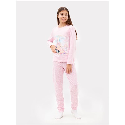 Комплект для девочек (джемпер, брюки) светло-розовый с драконами