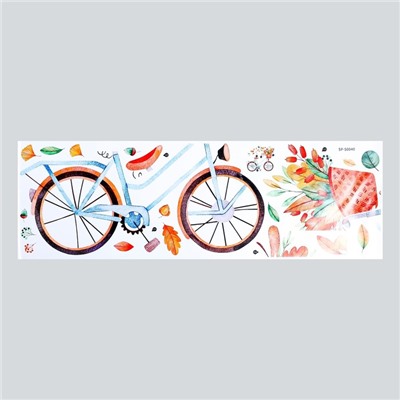 Наклейка пластик интерьерная цветная "Велосипед с осенними листьями" 30х90 см