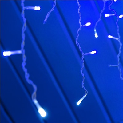 Гирлянда «Бахрома» 3 × 0.6 м, IP44, УМС, белая нить, 160 LED, свечение синее, мерцание белым, 220 В