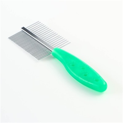 Расчёска двухсторонняя "Лапки" с прямыми зубьями, пластиковая ручка, зелёная