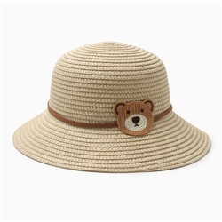 Шляпа для девочки "Мишка" MINAKU, р-р 52, цв.бежевый