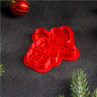 Форма для печенья «Дед Мороз», 9×8 см, штамп, вырубка, цвет красный