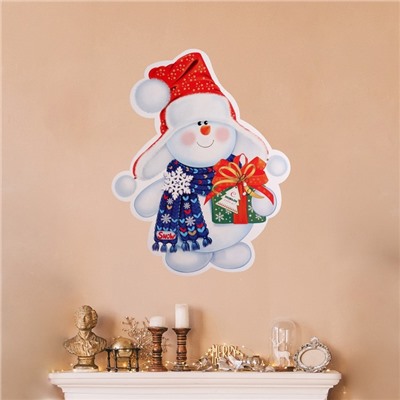 Плакат фигурный "Снеговик" подарок, 35х41см