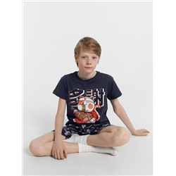 Комплект для мальчиков (футболка, шорты) в сером цвете