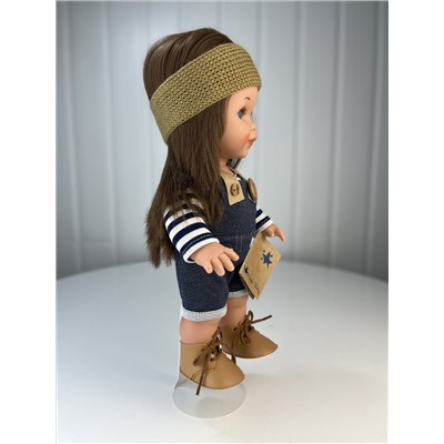 Кукла "Бетти", в джинсовом комбинезоне и повязке, 30 см, арт. 3135