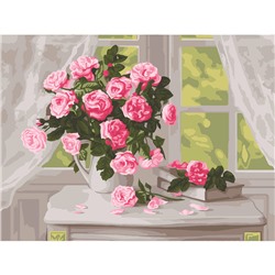 Картина по номерам на картоне ТРИ СОВЫ "Нежные розы", 30*40, с акриловыми красками и кистями