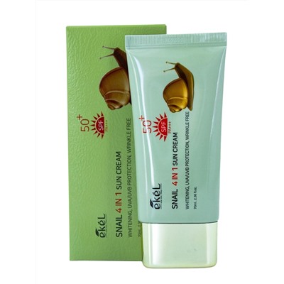 УЦЕНКА! EKEL - КРЕМ СОЛНЦЕЗАЩИТНЫЙ 4 В 1 С МУЦИНОМ УЛИТКИ SNAIL 4 - IN - 1 SUN CREAM, 70 ML